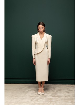 Kameya Katman Detaylı Midi Elbise 26W40819