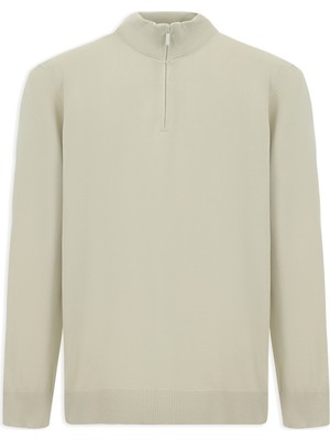 Kiğılı Regular Fit Bato Yaka Fermuarlı Trıko Kazak