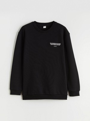 LC Waikiki Bisiklet Yaka Baskılı Erkek Çocuk Kalın Sweatshirt  (W5)