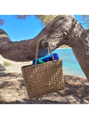 Ss Eral Koop Hasır Plaj Çantası Kapalı El Yapımı Düz Örgü