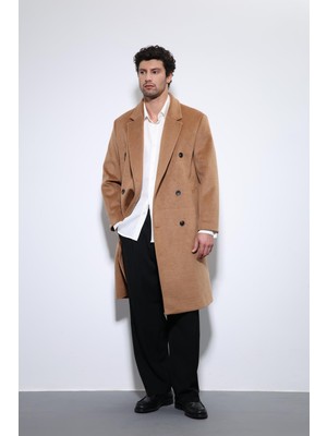 Antioch Camel Yün Karışımlı Kruvaze Erkek Kaban