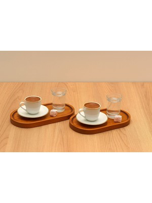 Rembox Doğal Kayın Ahşap Yağdanlık Altlığı Koyu Renk– Oval Şık Sunumluk (2 Adet) 9*18 cm
