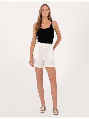 Pierre Cardin Kadın Beyaz Comfort Fit Bermuda Şort 50306492-VR013