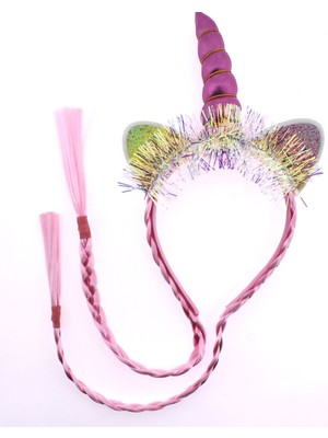 Amalfi Örgülü Saçlı Unicorn Taç Kız Erkek Çocuk Oyuncak Eğitici Oyuncaklar