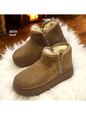 KAFKASLAR AYAKKABI Ug Model Kısa Boy Dikişli Taban Tüylü Bayan Bot Bootie