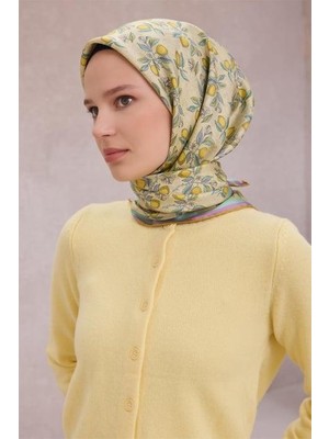 Belli Tivil Saf Ipek Eşarp 4212 - 05 Sarı Limon Desen