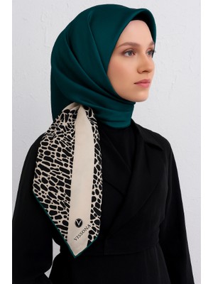 Vissona Tivil Ipek Eşarp  7328 - 0038 Siyah Krem Geometrik Desen