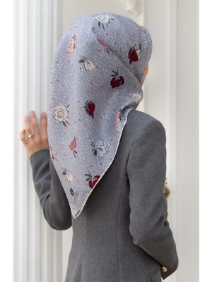 Vissona Tivil Ipek Eşarp 17645 - 15 - 0028 - 0019 Gri Karışık Desen