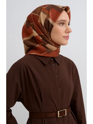 Vissona Tivil Ipek Eşarp 17357 - 0014 - 0014 Taba Dokulu Desen