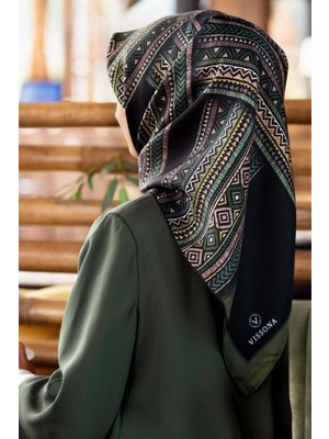 Vissona Tivil Ipek Eşarp 17025 - 5 - 0001 - 0036 Yeşil Batik Desen
