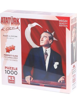 Amalfi 20728 Atatürk ve Türk Bayrağı 1000 Parça Puzzle -Ks Puzzle Kız Erkek Çocuk Oyuncak Eğitici Oyuncakla