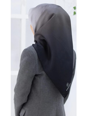 Vissona % 57 Ipek % 43 Viskon Twill Ipek Degrade Desenli Siyah - Gri Renkli 90X90 Eşarp 51279 - 0001 - 0028
