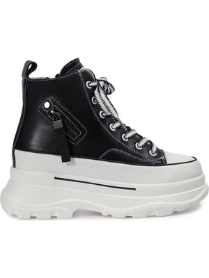 Zeytuk Siyah Sneakers Hakiki Deri Kadın Bot