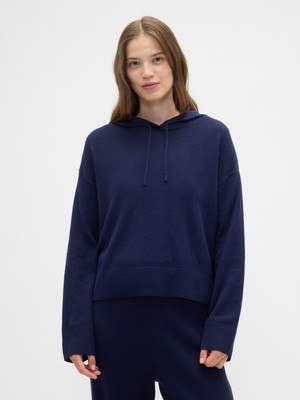Gap Kadın Lacivert Relaxed Cashsoft Kapüşonlu Sweatshirt