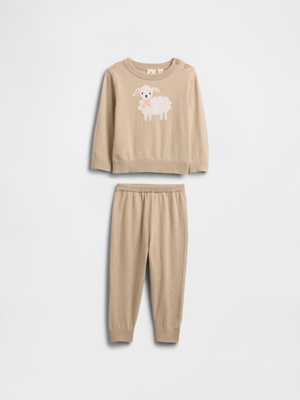 Gap Bebek Bej Grafik Baskılı Sweat Set