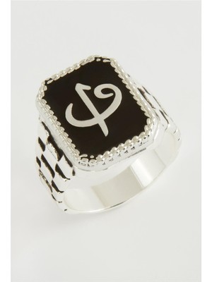 Zero Techmrt Vav Elif Metal Erkek Yüzük-Gümüş Rengi