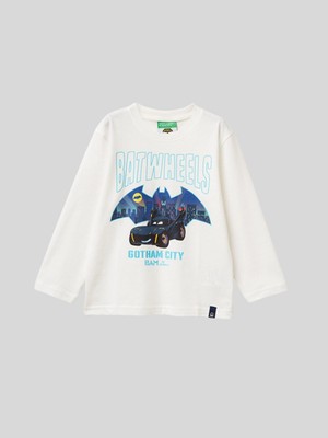 Benetton Erkek Çocuk Batmobil Sweatshirt 1-6 Yaş Beyaz
