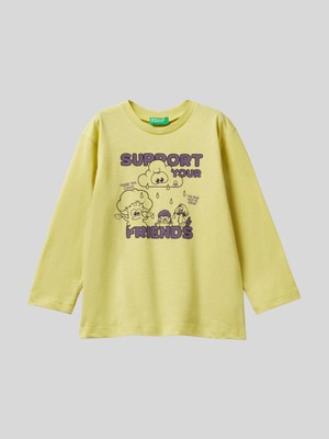 Benetton Erkek Çocuk Baskılı Sweatshirt 1-6 Yaş Sarı