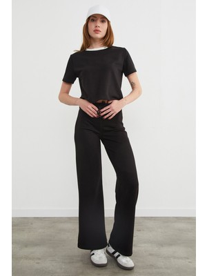 FullaModa 3 Iplik Beli Bağlamalı Palazzo Eşofman Altı