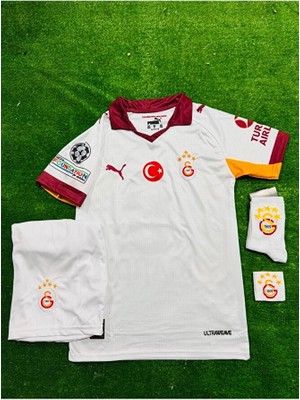 Legent Lady G/âla/tâsa/rây 5 Yıldızlı 2026 Isimsiz Deplasman Beyaz Çocuk Forması 4lü Set