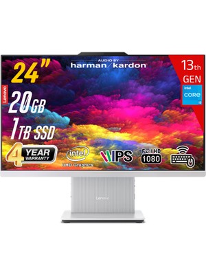 Lenovo Ideacentre Aıo 24IRH9 Intel Core I5-13420H 20GB 1tb SSD Intel UHD Graphics 23.8 Fhd IPS Freedos Kablosuz Klavye+Mouse Beyaz All In One Bilgisayar