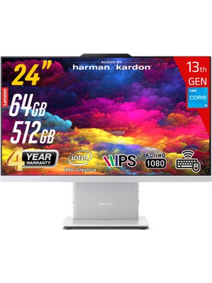 Lenovo Ideacentre Aıo 24IRH9 Intel Core I5-13420H 64GB 512GB SSD Intel UHD Graphics 23.8 Fhd IPS Freedos Kablosuz Klavye+Mouse Beyaz All In One Bilgisayar