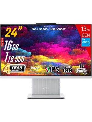 Lenovo Ideacentre Aıo 24IRH9 Intel Core I5-13420H 16GB 1tb SSD Intel UHD Graphics 23.8 Fhd IPS Freedos Kablosuz Klavye+Mouse Beyaz All In One Bilgisayar