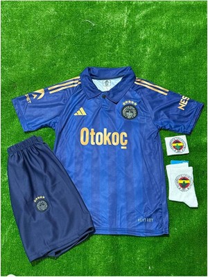 Legent Lady F̸e̸n̸r̸b̸a̸h̸ç̸e̸ 2026 5 Yıldızlı Isimsiz Alternatif Yakalı Lacivert Çocuk Forması 4 Lü Set