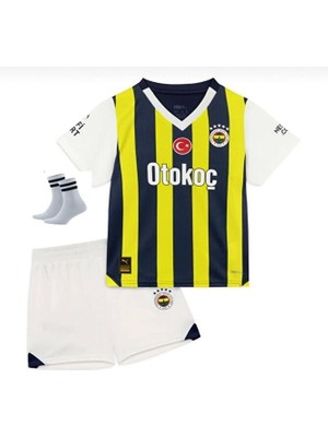 Legent Lady 2024/2025 Yeni Sezon Fenerb Hçe-Isimsiz Iç Saha Çubuklu Çocuk Forması Forma Şort Çorap