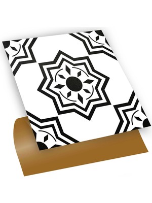 Tink Kendinden Yapışkanlı Fayans Siyah Selçuklu Yıldızı Desenli Pvc Karo 30X30 cm (33 Adet) 3 M²