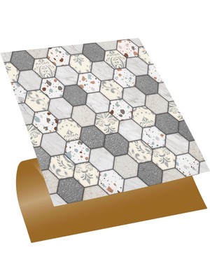 Tink Kendinden Yapışkanlı Fayans Terrazzo Petek Desenli Pvc Karo 30X30 cm (11 Adet) 1 M²