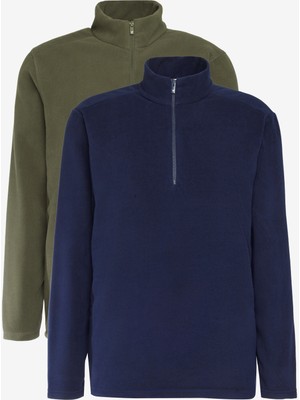 2'li Paket  Standart Fit Dik Yaka Soğuk Geçirmez Polar