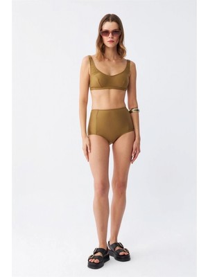 Marsilyan Kadın Basic Hardal Pedli Yüksek Bel Bikini Takımı