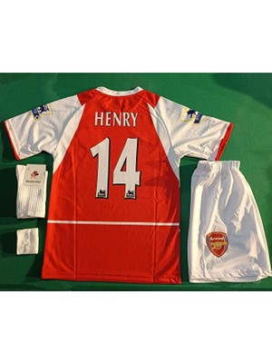 Legent Lady Arsenal Thierry Henry Kırmızı Retro Çocuk Forma 4 Lü Set. Forma+Şort+Çorap+Bileklik