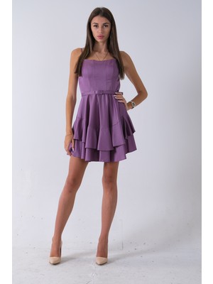 Feminist Lavanta Ip Askılı Bel Kemer Bağlamalı Mini Boy Abiye 0802004.333