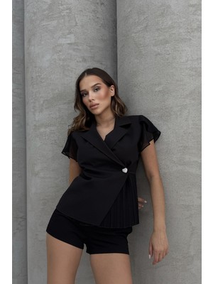 Feminist Siyah Tek Düğme Kapamalı Bluz 4202880.01