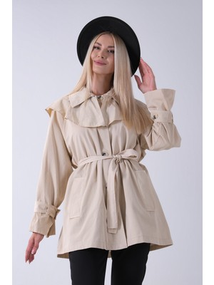 Feminist Taş Yandan Cepli Omuz Apolet Detaylı Trenç 422234.50