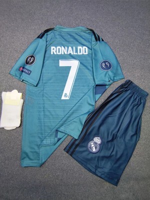 Legent Lady R.e.a.l'm.a.d.r.i.d' 2018 Cristiano Ronaldo Turkuaz Röveşata Çocuk Forması 3 Lü Set T-Shirt