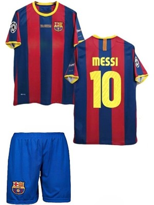 Legent Lady F.c. Barcelona 2010/11 Şampiyonlar Ligi Finali #10 Lionel Messi Çocuk Futbol Forması 3'lü Set