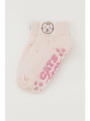 Katamino Kız Çocuk Çorap Abs Li Sevimli Ayıcık Baskılı 1-6 Yaş, Pembe
