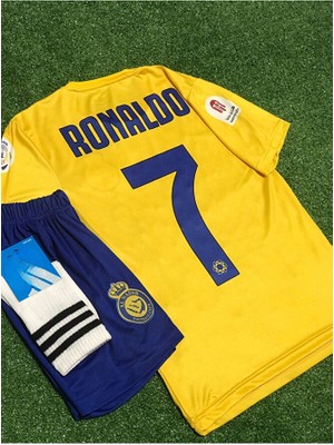Legent Lady Al Nassr 2023/24 Yeni Sezon Cristiano Ronaldo Çocuk Forması Şort Çorap 4'lü Set