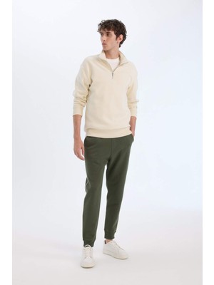 DeFacto Regular Fit Beli Bağcıklı Lastikli Paça Cepli Basic Düz Kalın Jogger Eşofman Altı A6470AX24AU