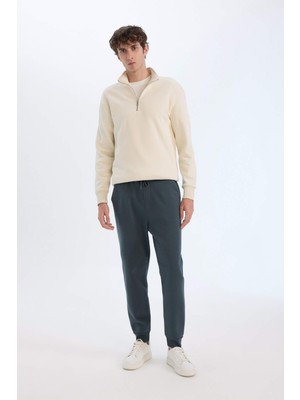DeFacto Regular Fit Beli Bağcıklı Lastikli Paça Cepli Basic Düz Kalın Jogger Eşofman Altı A6470AX24AU