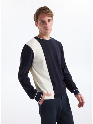 Fabrika Bisiklet Yaka Slim Fit Düz Lacivert Erkek Kazak F5WM-KZK 2269