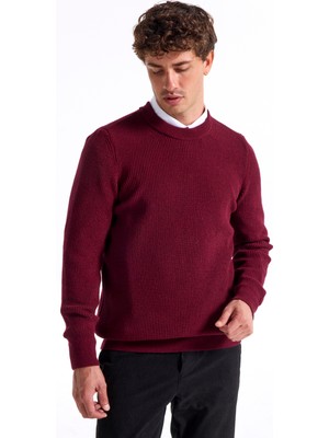 Fabrika Bisiklet Yaka Regular Fit Düz Bordo Erkek Kazak FC4WM-KZK 2599.