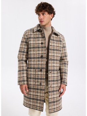 Fabrika Çok Renkli Erkek Palto F5WM-PLT 2563 Gömlek Yaka Relaxed Fit Düğmeli Tasarım