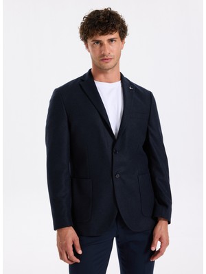 Fabrika Slim Fit Lacivert Erkek Diyagonal Ceket Leka