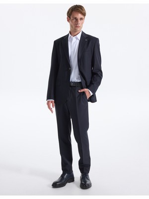Fabrika Normal Bel Slim Fit Lacivert Erkek Takım Elbise Oxford- P- B- Cıty