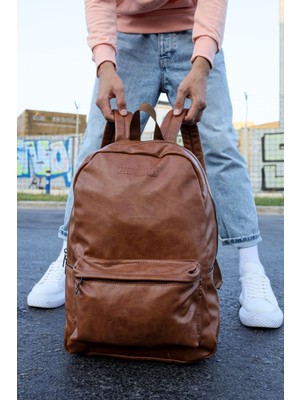 AyrStore CNT006 - Cilt Deri Erkek Sırt Çantası Taba