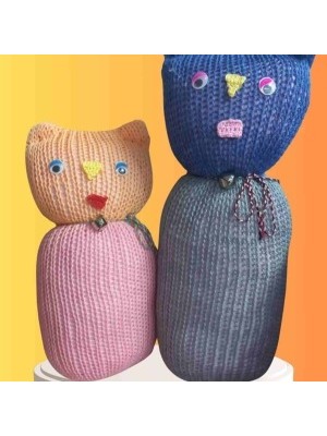 Tıkırık Örgü Yastık Uyku ve Oyun Arkadaşı Şeker&cingöz - 35 Cm-45 cm